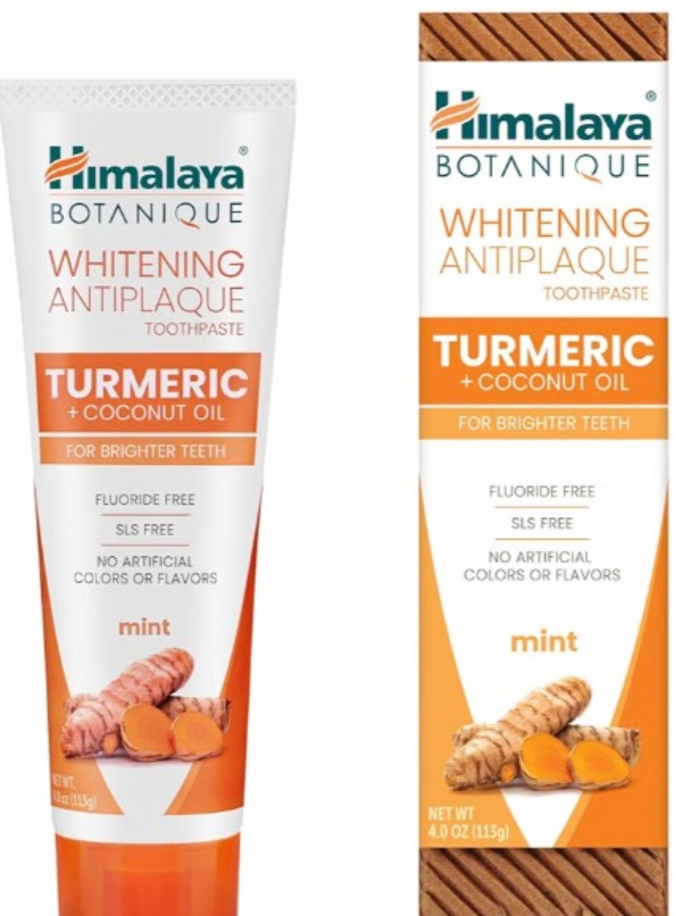 NWT 2 Boxes Of Turmeric + Coconut Oil Whitening Antiplaque Toothpaste - 4oz